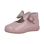 Andanines Girls Bow Shoe in Pink Patent with Pink Sole